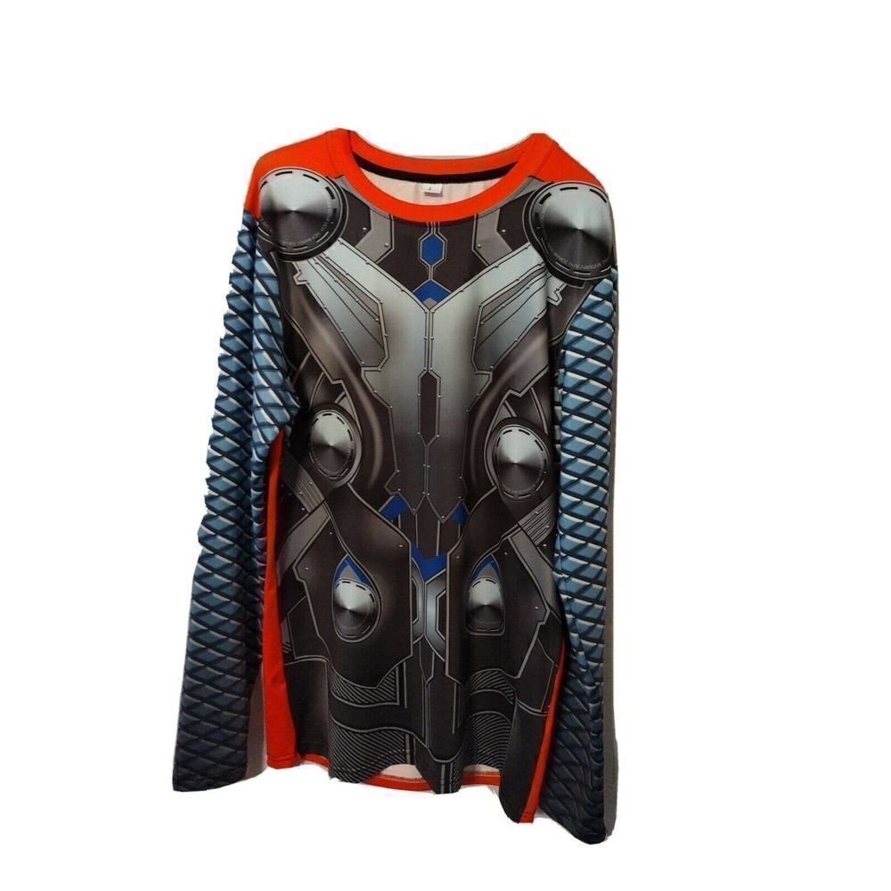 Marvels Thor Activewear Shirt Men's Large Comic Lover Shirt Long Sleeve Uniform